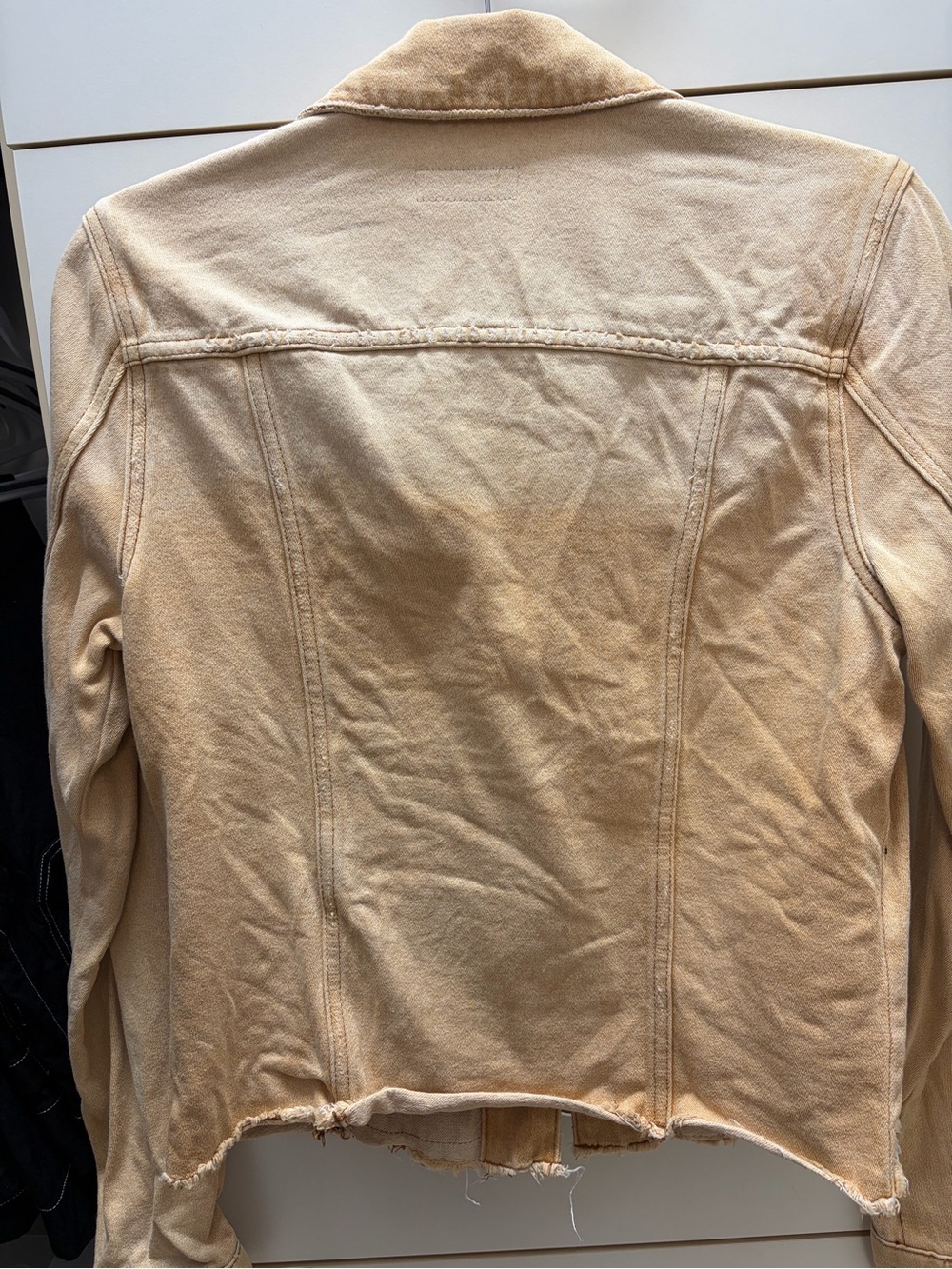 Kut from the Kloth Light Tan Denim Jacket with Frayed Hem - Picture 4 of 4